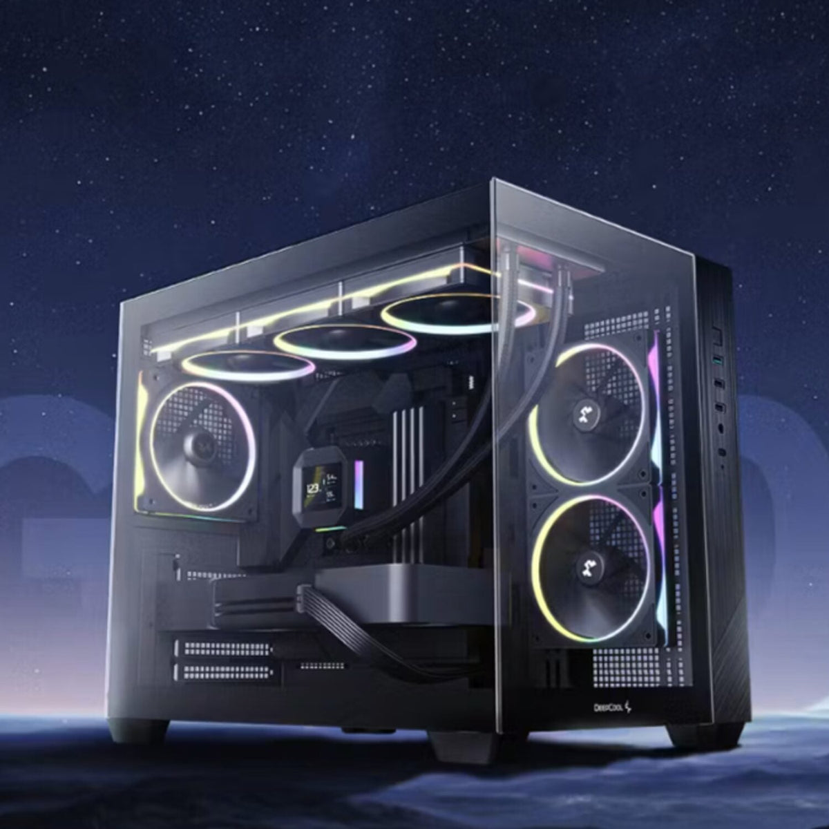 Deepcool CG330 3F Panoramic Dual-Chamber Micro-ATX Gaming Chassis - Black | dynacor.co.za
