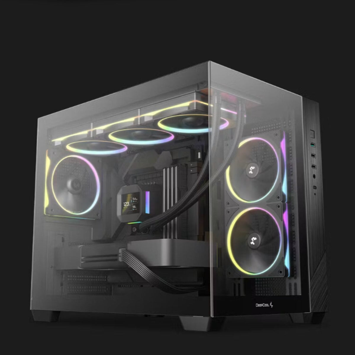 Deepcool CG330 3F Panoramic Dual-Chamber Micro-ATX Gaming Chassis - Black | dynacor.co.za