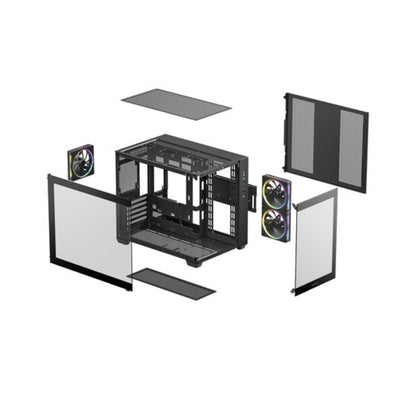 Deepcool CG330 3F Panoramic Dual-Chamber Micro-ATX Gaming Chassis - Black | dynacor.co.za