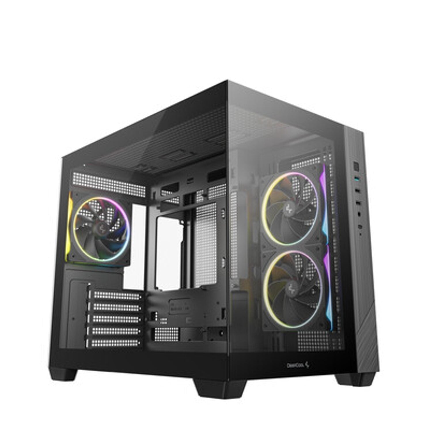 Deepcool CG330 3F Panoramic Dual-Chamber Micro-ATX Gaming Chassis - Black | dynacor.co.za