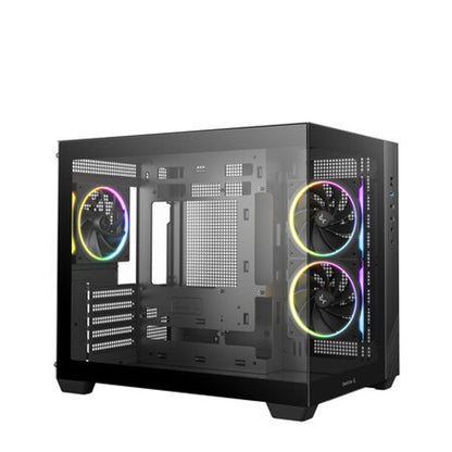 Deepcool CG330 3F Panoramic Dual-Chamber Micro-ATX Gaming Chassis - Black | dynacor.co.za