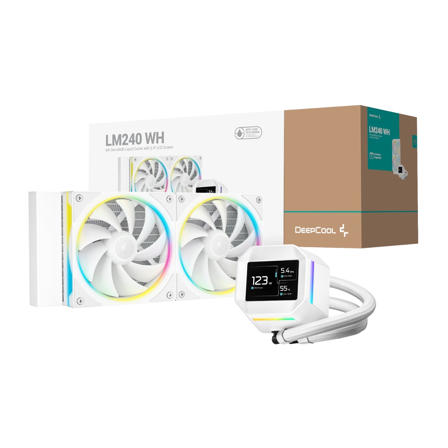 DeepCool LM240 ARGB 240mm AiO CPU Liquid Cooler - White | dynacor.co.za