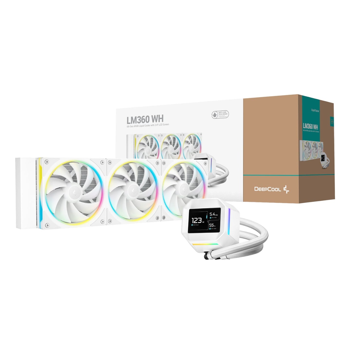 DeepCool LM360 ARGB 360mm AIO CPU Liquid Cooler - White | dynacor.co.za