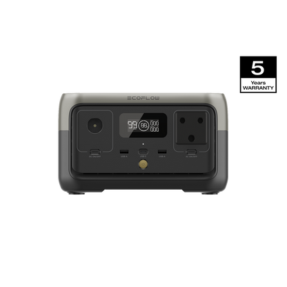 ECOFLOW RIVER 2 Portable Power Station - 256Wh LFP battery -  300W Output 110W Solar input - SA Socket