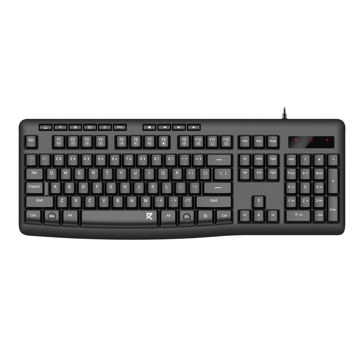 Redragon BK-7366 Full-size Ergonomic Wired Membrane Office Keyboard - Black | dynacor.co.za