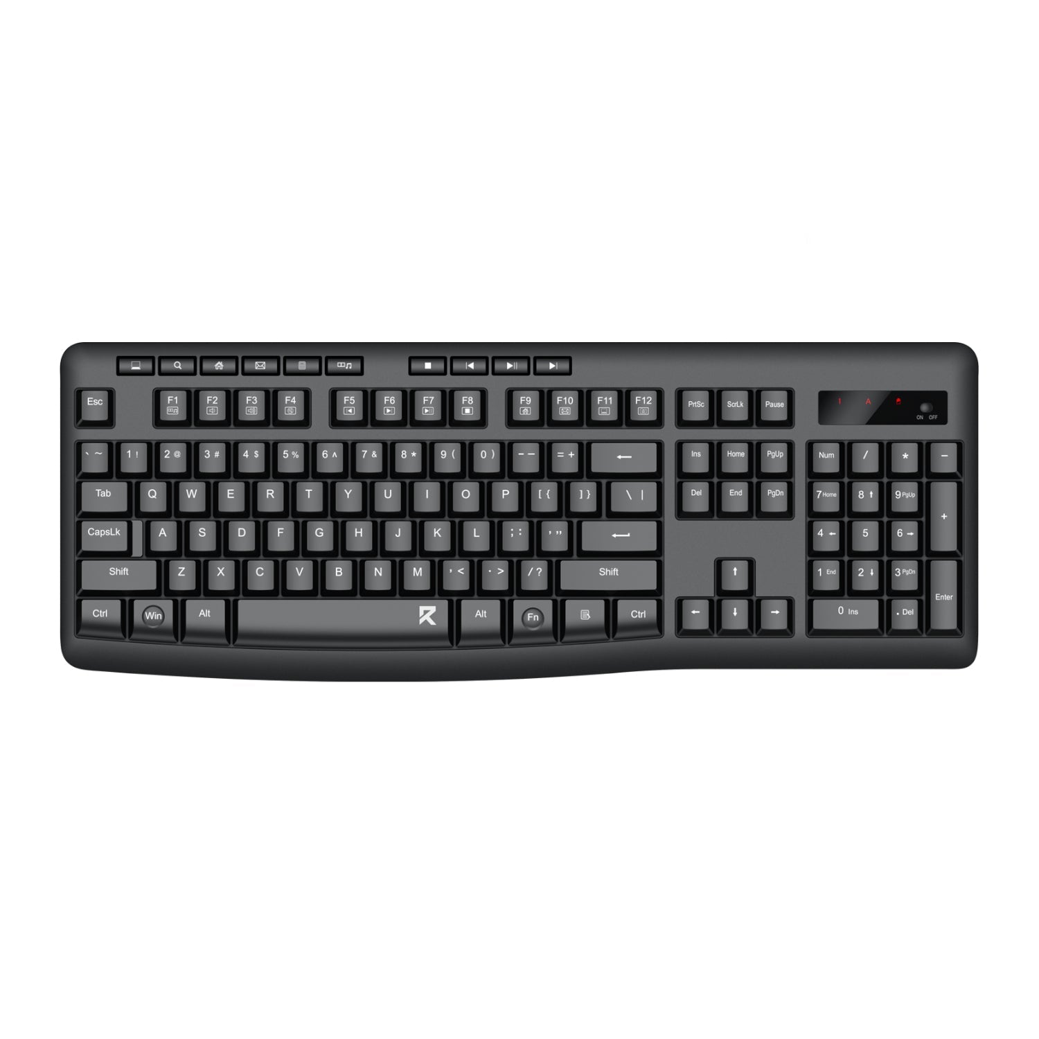 Redragon BK-7367 Full-size Ergonomic Wireless Membrane Office Keyboard - Black | dynacor.co.za