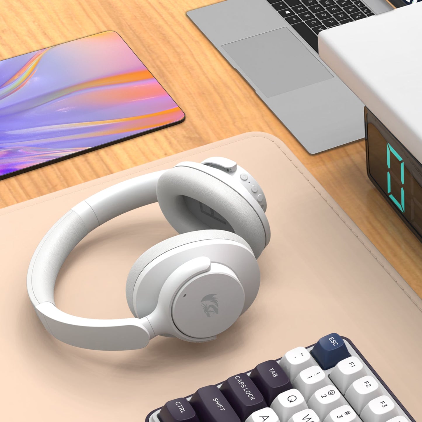 Redragon H610 VIBECORE ANC Bluetooth Wireless Over-ear Headphones – White | dynacor.co.za