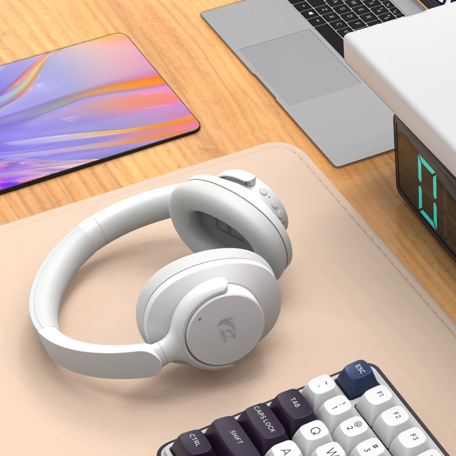 Redragon H610 VIBECORE ANC Bluetooth Wireless Over-ear Headphones – White | dynacor.co.za