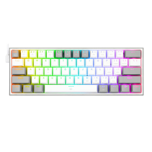 Redragon K617 FIZZ 60% Wired RGB Gaming Keyboard - White/Grey | dynacor.co.za