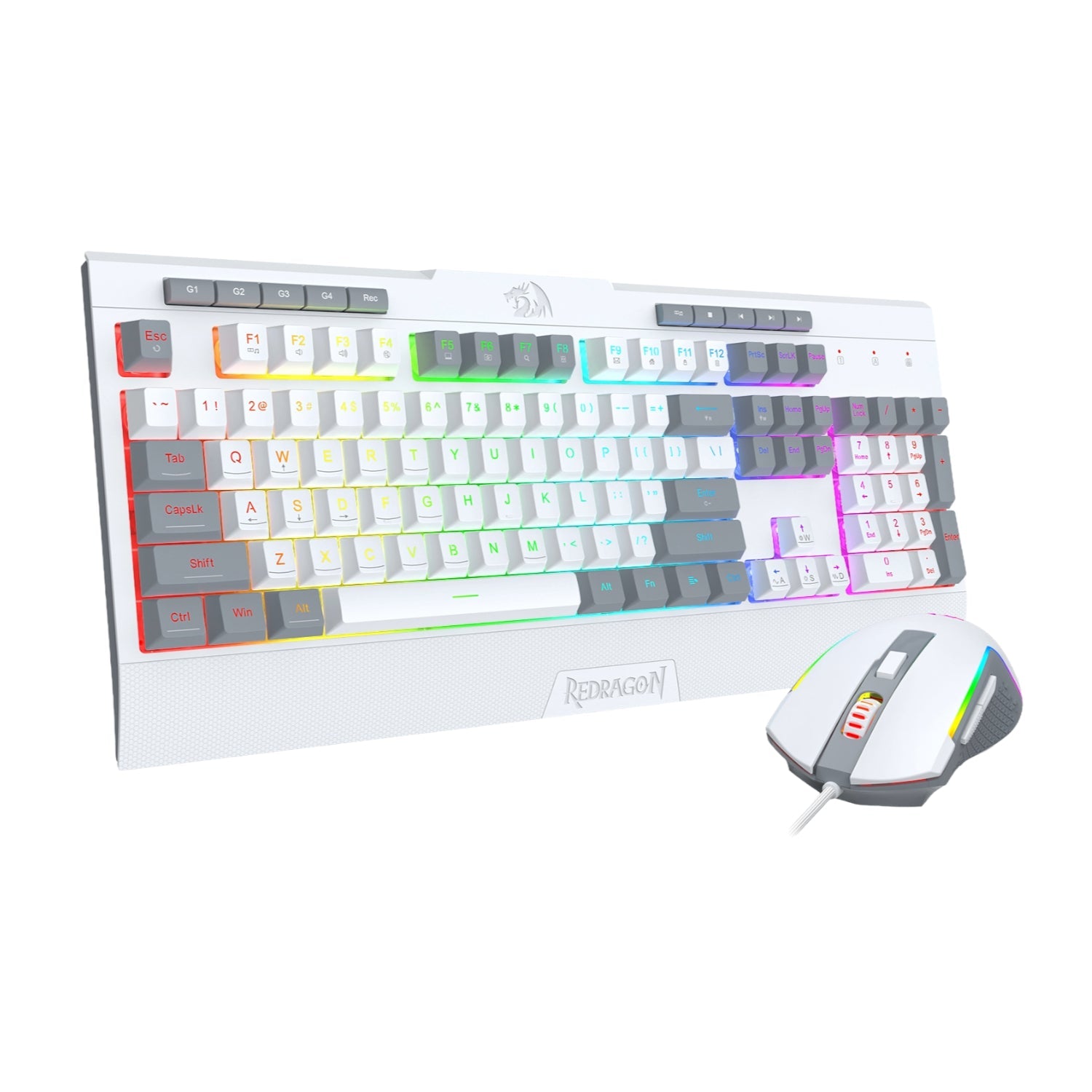 Redragon S151 Wired RGB Gaming Keyboard and Mouse Combo - White and Grey | dynacor.co.za