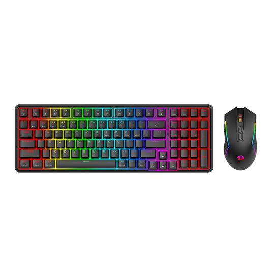 Redragon S162 RGB 3-Mode Wireless Mechanical Gaming Keyboard and Mouse Combo - Black | dynacor.co.za