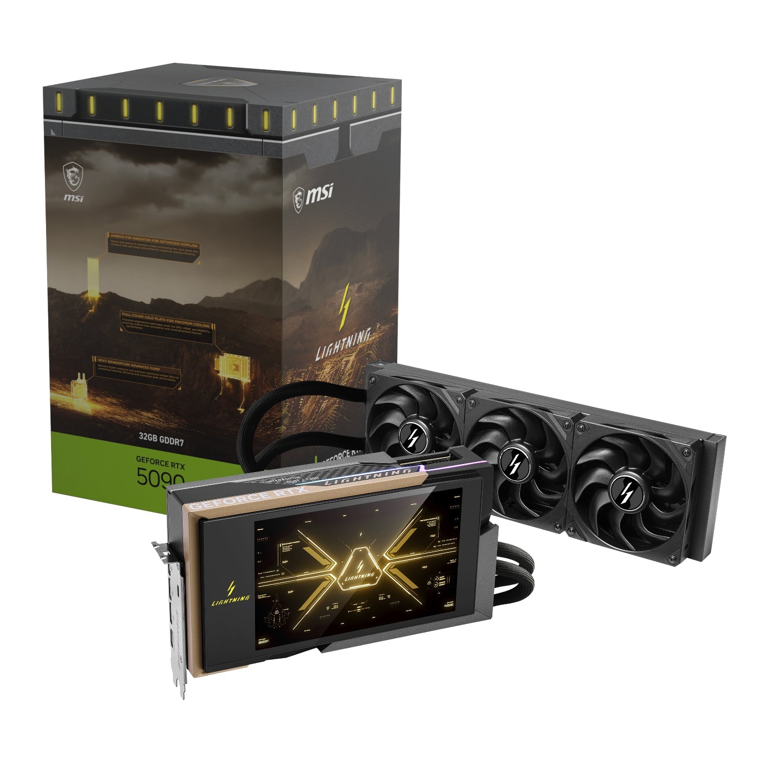 MSI GeForce RTX 5090 32G LIGHTNING Z LCD Liquid Cooled Graphics Card | dynacor.co.za