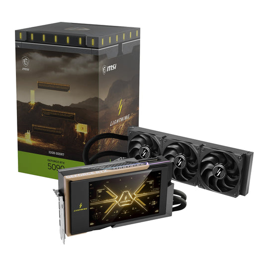 MSI GeForce RTX 5090 32G LIGHTNING Z LCD Liquid Cooled Graphics Card | dynacor.co.za