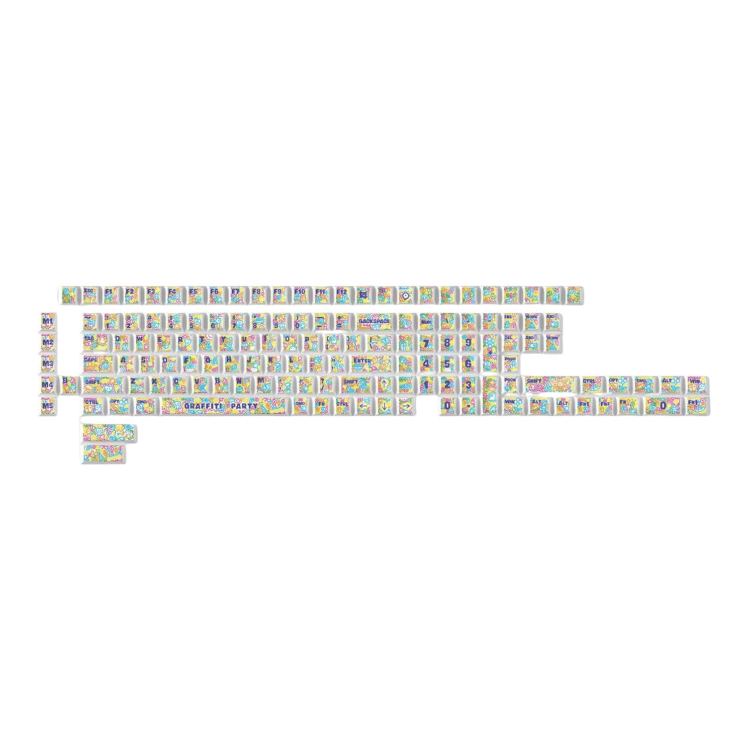 Keychron Graffiti Party – Cherry Profile Dye-Sub PBT Full Keycap Set (140 Keys, MX-Compatible) | dynacor.co.za