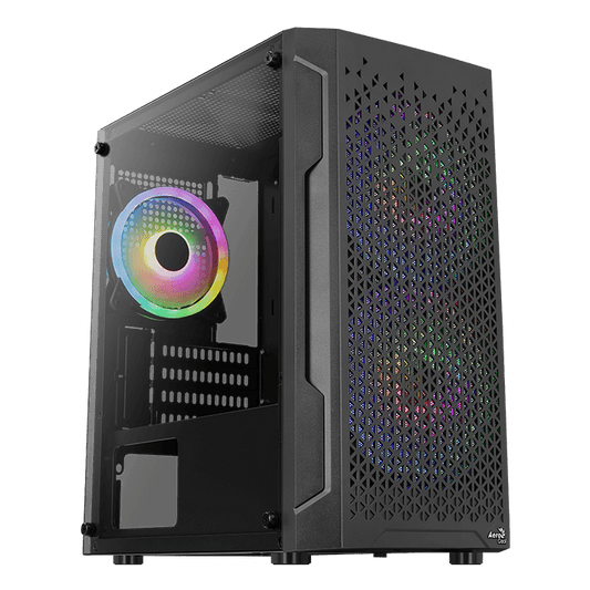 Aerocool Trinity Mini Black tower case - 2x 140mm and 1x 120mm RGB included - Micro ATX - 2x3.5'' or 3x 2.5'' - 240mm radiator | dynacor.co.za