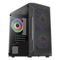 Aerocool Trinity Mini Black tower case - 2x 140mm and 1x 120mm RGB included - Micro ATX - 2x3.5'' or 3x 2.5'' - 240mm radiator | dynacor.co.za
