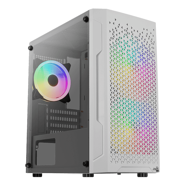 Aerocool Trinity Mini White tower case - 2x 140mm and 1x 120mm RGB included - Micro ATX - 2x3.5'' or 3x 2.5'' - 240mm radiator | dynacor.co.za