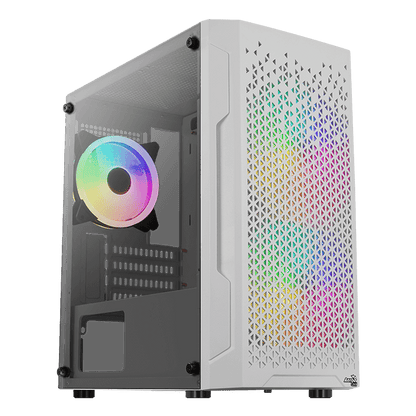 Aerocool Trinity Mini White tower case - 2x 140mm and 1x 120mm RGB included - Micro ATX - 2x3.5'' or 3x 2.5'' - 240mm radiator | dynacor.co.za