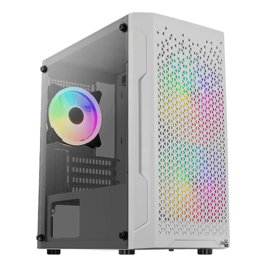 Aerocool Trinity Mini White tower case - 2x 140mm and 1x 120mm RGB included - Micro ATX - 2x3.5'' or 3x 2.5'' - 240mm radiator | dynacor.co.za