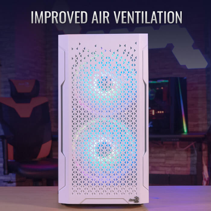 Aerocool Trinity Mini White tower case - 2x 140mm and 1x 120mm RGB included - Micro ATX - 2x3.5'' or 3x 2.5'' - 240mm radiator | dynacor.co.za