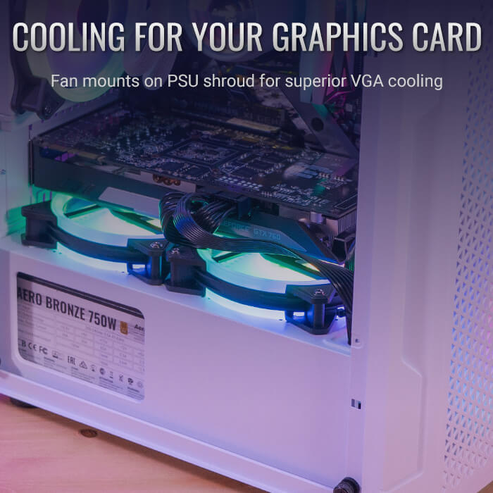 Aerocool Trinity Mini White tower case - 2x 140mm and 1x 120mm RGB included - Micro ATX - 2x3.5'' or 3x 2.5'' - 240mm radiator | dynacor.co.za