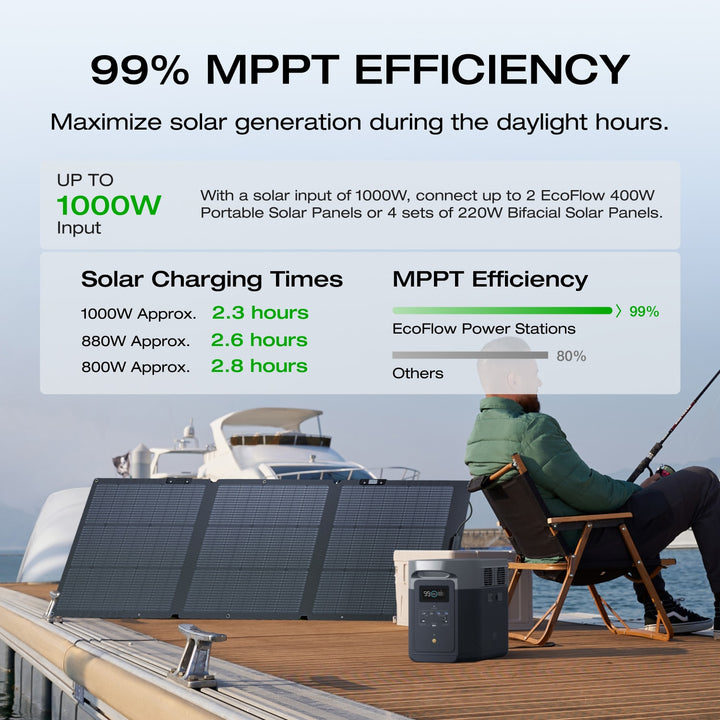 ECOFLOW Delta 2 Max Lithium (LiFePo)  Portable Power Station -  2400W Output; 2048Wh LFP Battery; 1000W Solar - SA socket. | dynacor.co.za