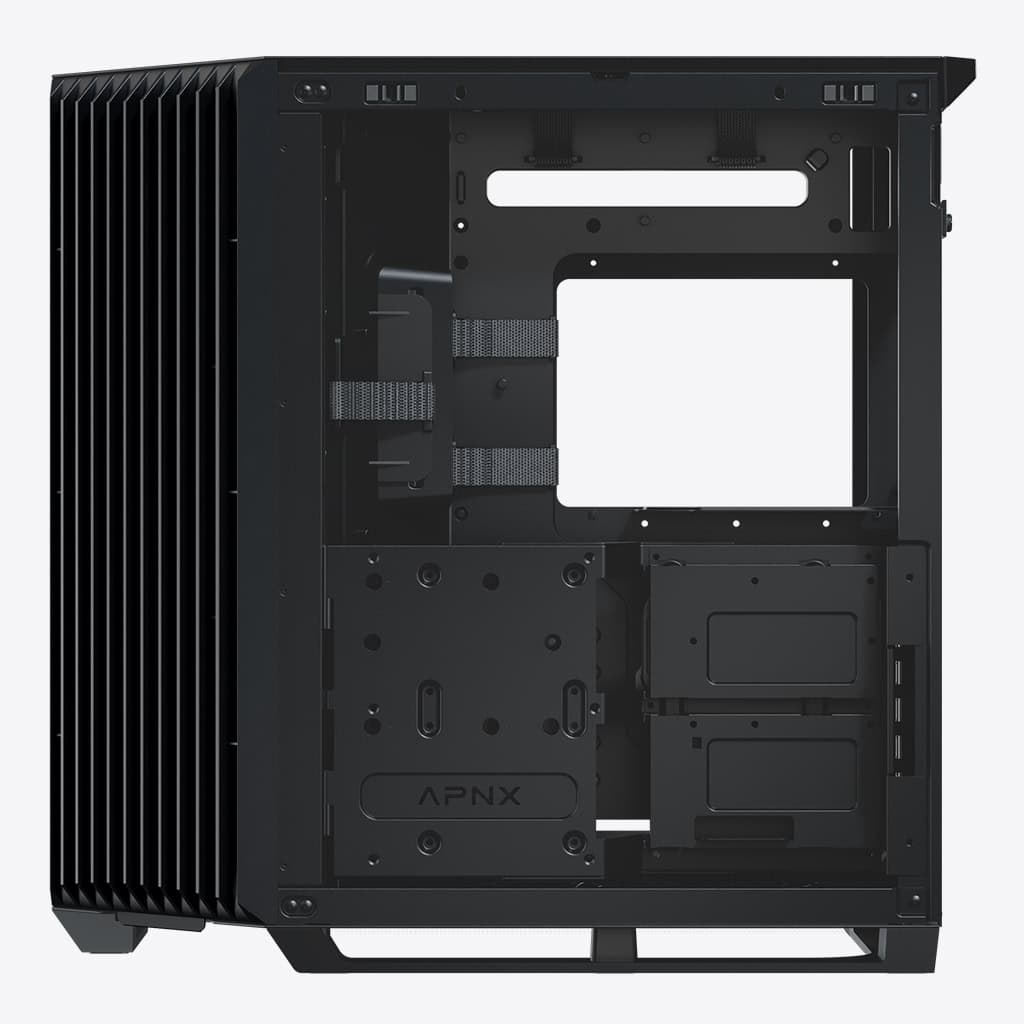 Aerocool APNX V1 premium Black mid-tower ATX case -Supports up to 10 fans -  6x2.5'' or 2x 3.5'' - 360mm radiator; 4 fans +Hub | dynacor.co.za