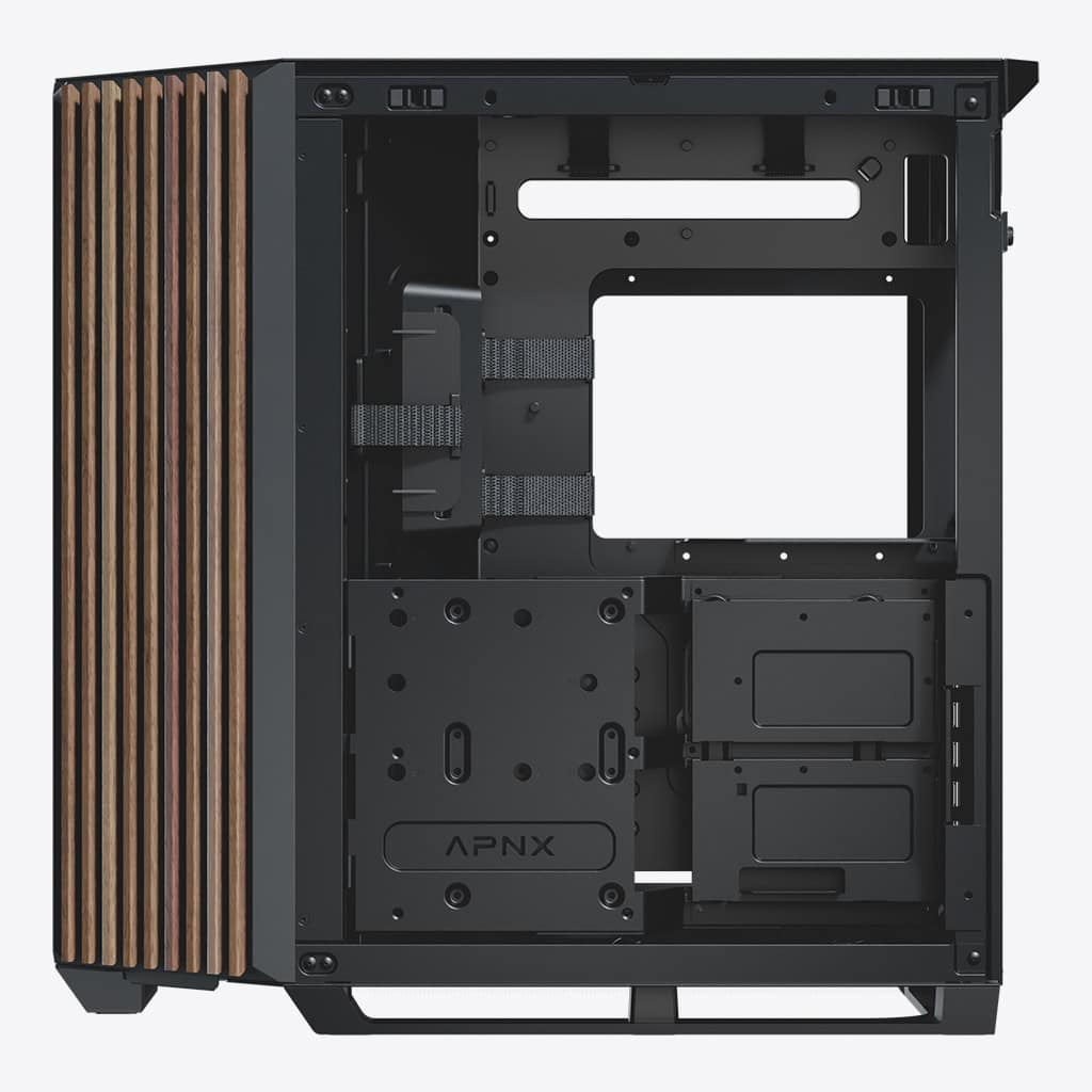 Aerocool APNX V1 premium Black and Wood mid-tower ATX case -Supports up to 10 fans -  6x2.5'' or 2x 3.5'' - 360mm radiator - | dynacor.co.za