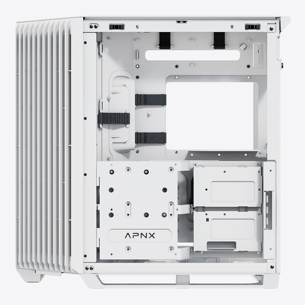 Aerocool APNX V1 premium White mid-tower ATX case -Supports up to 10 fans -  6x2.5'' or 2x 3.5'' - 360mm radiator - 4 fans + Hub | dynacor.co.za