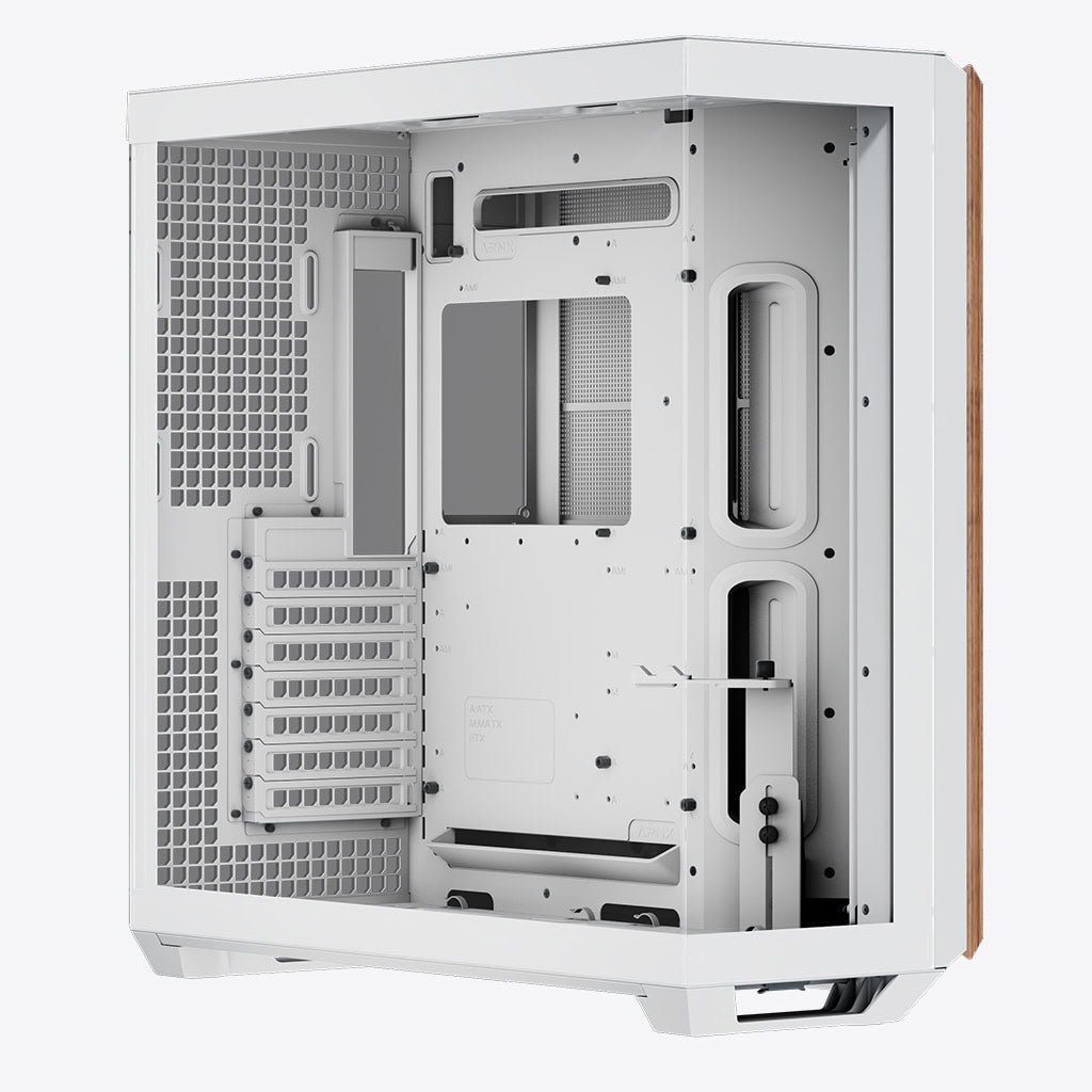 Aerocool APNX V1 premium White and Wood mid-tower ATX case -Supports up to 10 fans -  6x2.5'' or 2x 3.5'' - 360mm radiator - | dynacor.co.za
