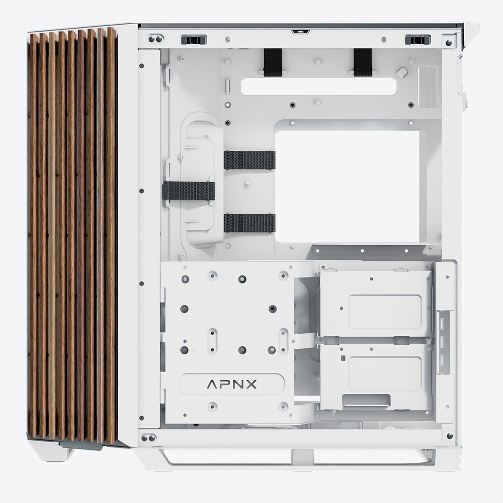 Aerocool APNX V1 premium White and Wood mid-tower ATX case -Supports up to 10 fans -  6x2.5'' or 2x 3.5'' - 360mm radiator - | dynacor.co.za
