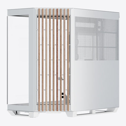 Aerocool APNX V1 premium White and Wood mid-tower ATX case -Supports up to 10 fans -  6x2.5'' or 2x 3.5'' - 360mm radiator - | dynacor.co.za