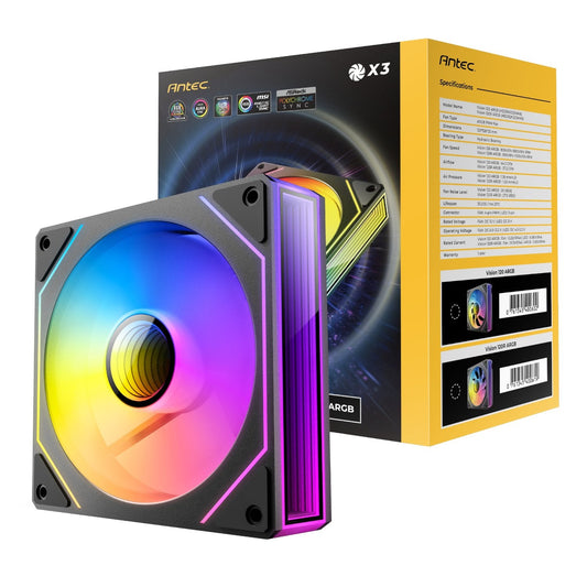 Antec VISION PWM 120mm ARGB Infinity Mirror Case Fan 3 Pack Black | dynacor.co.za
