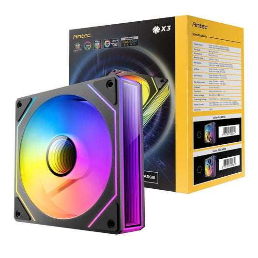 Antec VISION PWM 120mm ARGB Reverse Infinity Mirror Case Fan 3 Pack Black | dynacor.co.za