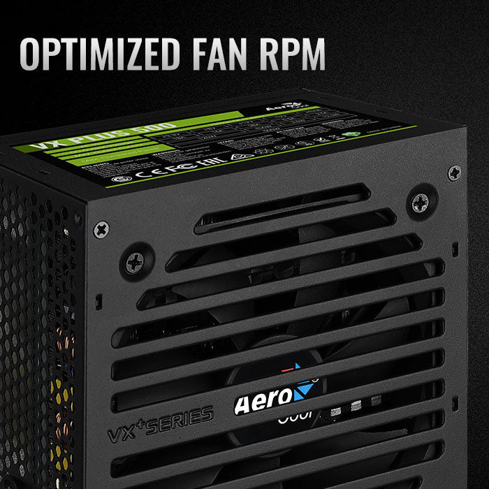 Aerocool VX PLUS 500W  PSU - ATX 24 PIN; 1x 4+4PIN CPU; 3x SATA; 3x PATA; 1x PCIe 6+2PIN | dynacor.co.za
