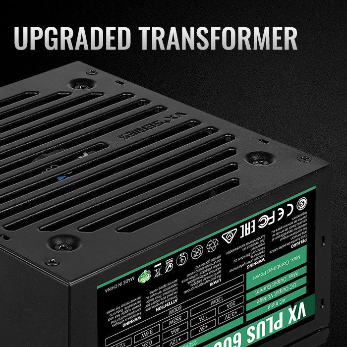 Aerocool VX PLUS 600W  PSU - ATX 24 PIN; 1x 4+4PIN CPU; 4x SATA; 3x PATA; 1x PCIe 6+2PIN | dynacor.co.za