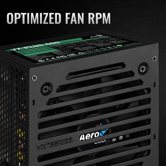 Aerocool VX PLUS 600W  PSU - ATX 24 PIN; 1x 4+4PIN CPU; 4x SATA; 3x PATA; 1x PCIe 6+2PIN | dynacor.co.za