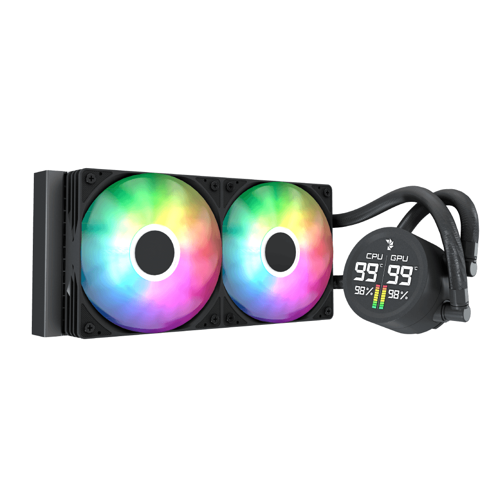 Aerocool Abyss L240 Black with digital display - 240mm ARGB Liquid Cooler - Intel LGA1851/LGA1700   - AMD AM4/AM5. | dynacor.co.za