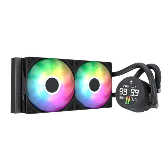 Aerocool Abyss L240 Black with digital display - 240mm ARGB Liquid Cooler - Intel LGA1851/LGA1700   - AMD AM4/AM5. | dynacor.co.za