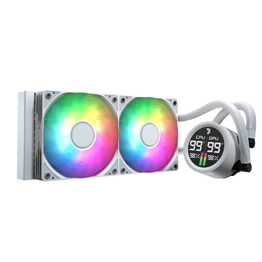 Aerocool Abyss L240 White with digital display - 240mm ARGB Liquid Cooler - Intel LGA1851/LGA1700   - AMD AM4/AM5. . | dynacor.co.za