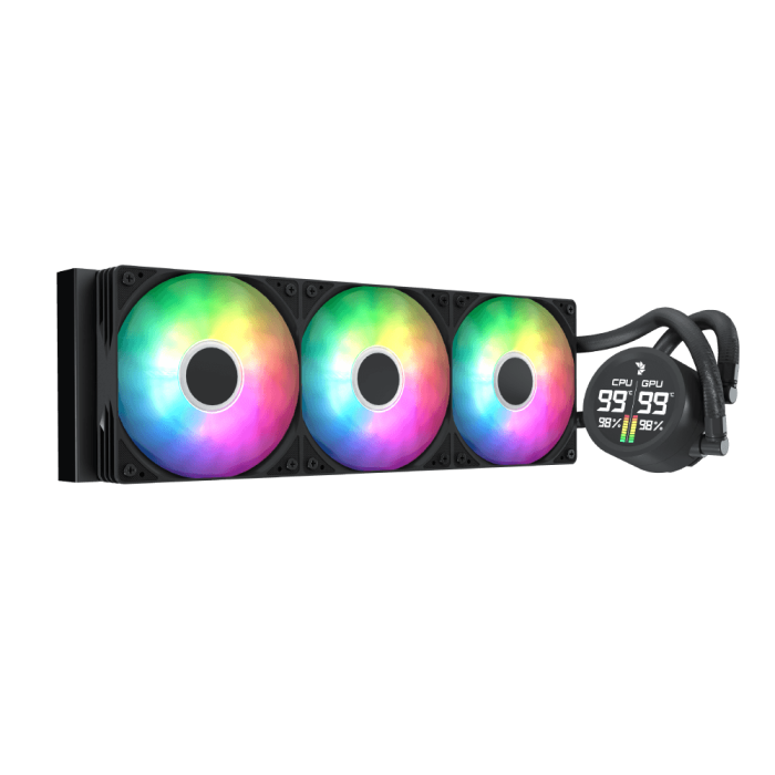 Aerocool Abyss L360 Black with digital display - 360mm ARGB Liquid Cooler - Intel LGA1851/LGA1700   - AMD AM4/AM5. | dynacor.co.za