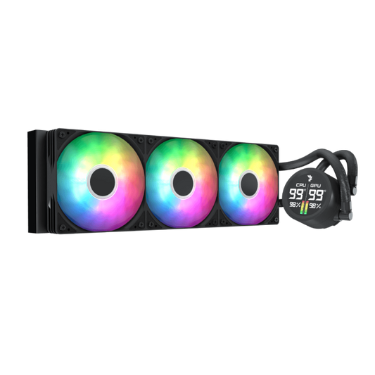 Aerocool Abyss L360 Black with digital display - 360mm ARGB Liquid Cooler - Intel LGA1851/LGA1700   - AMD AM4/AM5. | dynacor.co.za