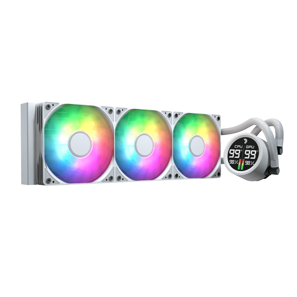 Aerocool Abyss L360 White with digital display - 360mm ARGB Liquid Cooler - Intel LGA1851/LGA1700   - AMD AM4/AM5. | dynacor.co.za