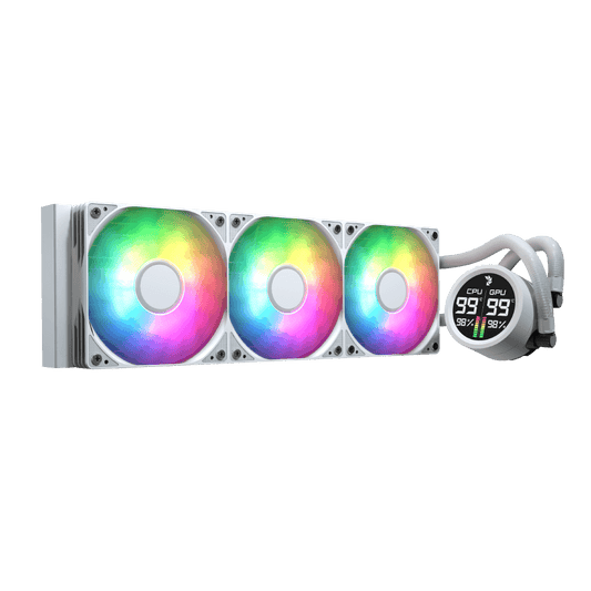 Aerocool Abyss L360 White with digital display - 360mm ARGB Liquid Cooler - Intel LGA1851/LGA1700   - AMD AM4/AM5.