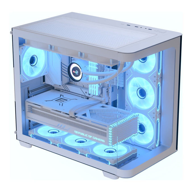 Aerocool P500C White Mid tower case - Includes 120mm ARGB Fan x 4 and 4-port ARGB control hub - ATX - 3x 2.5'' or 2x3.5'' - 360m | dynacor.co.za
