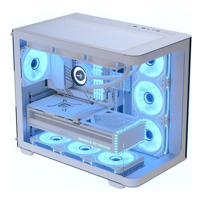 Aerocool P500C White Mid tower case - Includes 120mm ARGB Fan x 4 and 4-port ARGB control hub - ATX - 3x 2.5'' or 2x3.5'' - 360m | dynacor.co.za