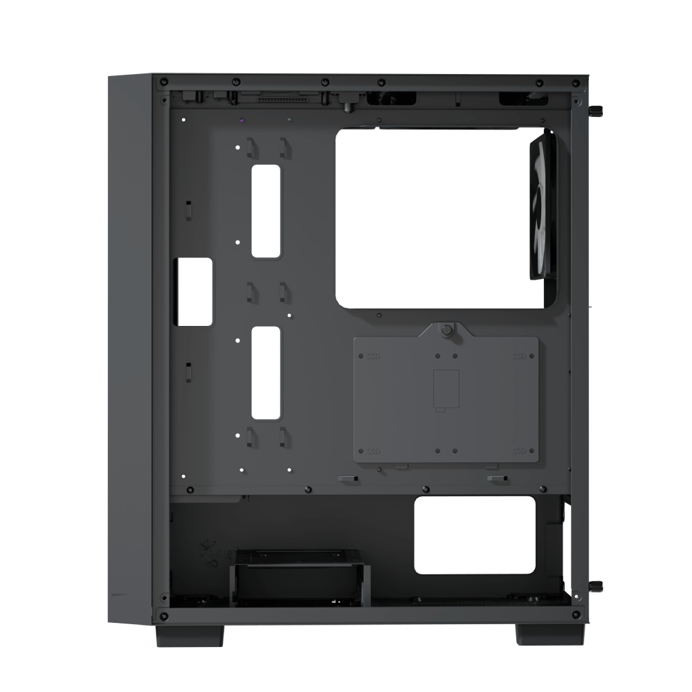 Aerocool B509A Black Mid tower case - Includes 120mm ARGB Fan x 6 - ATX - 5x 2.5'' or 3x3.5'' - 360mm Radiator. | dynacor.co.za