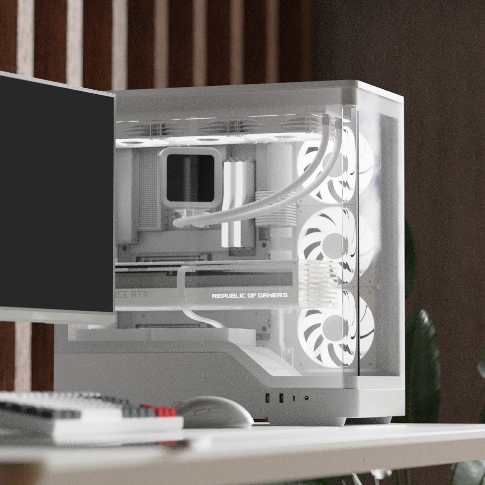 Aerocool P500A White Mid tower case - Includes 120mm ARGB Fan x 4 and 4-port ARGB control hub - ATX - 3x 2.5'' or 2x3.5'' - 360m | dynacor.co.za