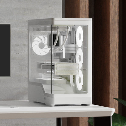 Aerocool P500A White Mid tower case - Includes 120mm ARGB Fan x 4 and 4-port ARGB control hub - ATX - 3x 2.5'' or 2x3.5'' - 360m | dynacor.co.za