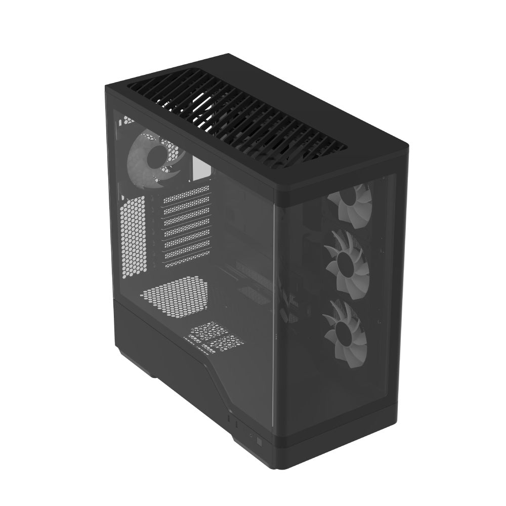 Aerocool P500A Black Mid tower case - Includes 120mm ARGB Fan x 4 and 4-port ARGB control hub - ATX - 3x 2.5'' or 2x3.5'' - 360m | dynacor.co.za